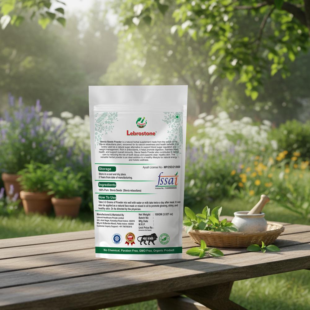 Lebrostone Stevia Seeds Powder  Natural Sweetener, Zero Calories & Blood Sugar Support(100gm)