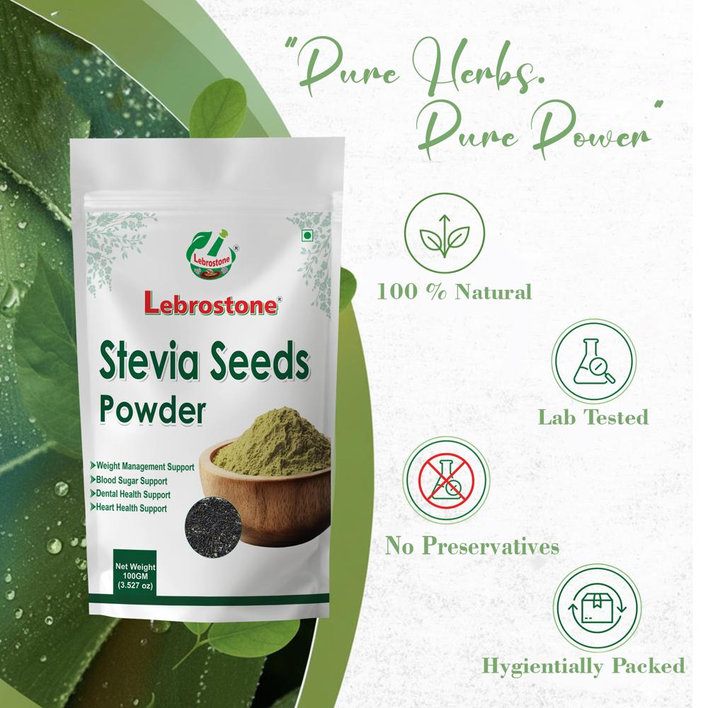 Lebrostone Stevia Seeds Powder  Natural Sweetener, Zero Calories & Blood Sugar Support(100gm)