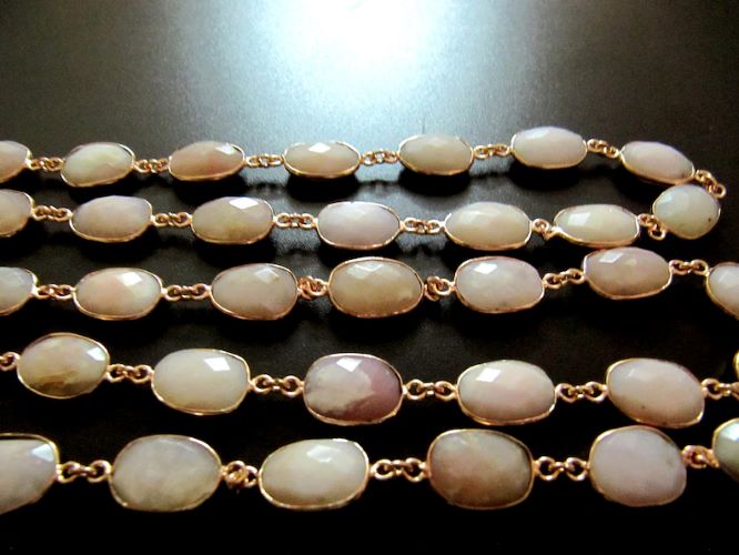 Natural Pink Opal Uneven Free Shape Briolette Bezel Connector Chain Size 12-15mm High Quality Pink Stones Wholesale prices