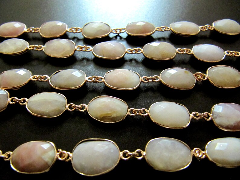 Natural Pink Opal Uneven Free Shape Briolette Bezel Connector Chain Size 12-15mm High Quality Pink Stones Wholesale prices