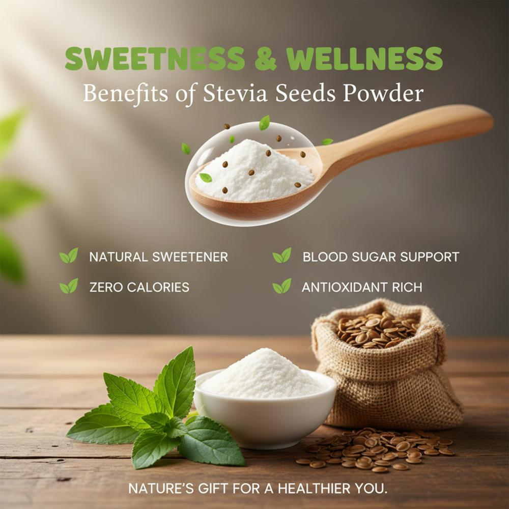 Lebrostone Stevia Seeds Powder  Natural Sweetener, Zero Calories & Blood Sugar Support(200gm)