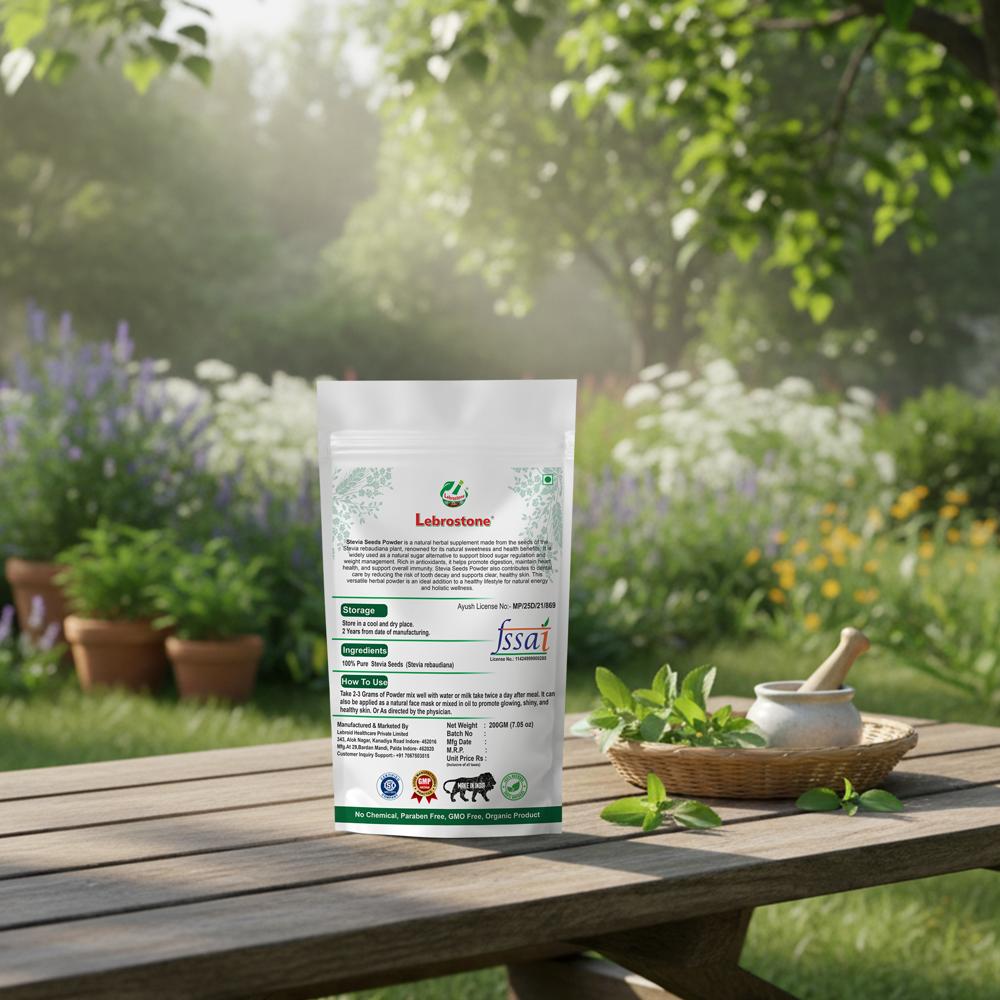 Lebrostone Stevia Seeds Powder  Natural Sweetener, Zero Calories & Blood Sugar Support(200gm)