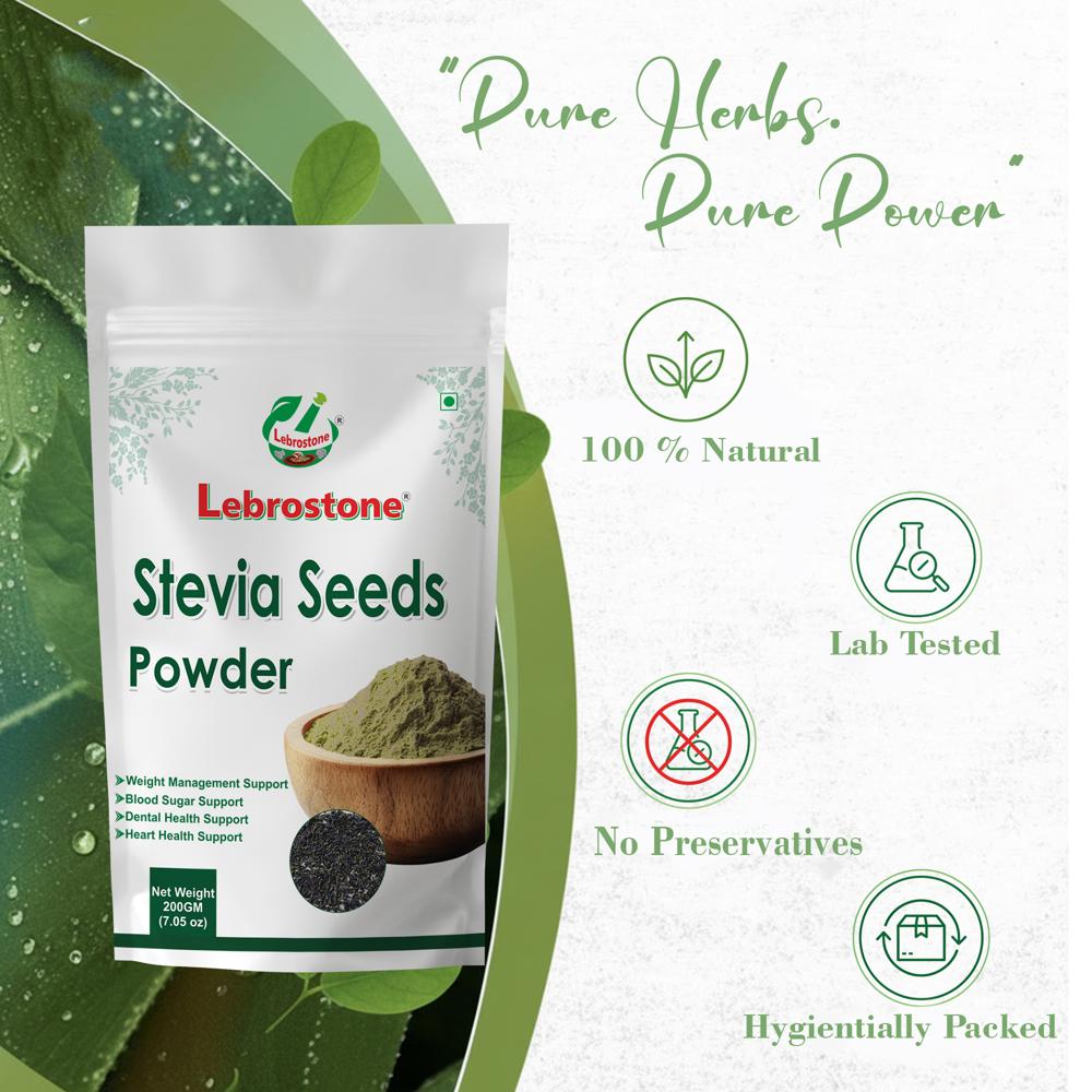 Lebrostone Stevia Seeds Powder  Natural Sweetener, Zero Calories & Blood Sugar Support(200gm)