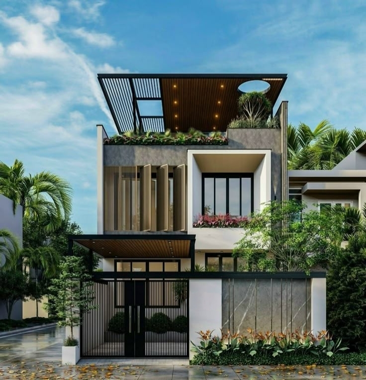 Contemporary 3BHK Villa Elevation