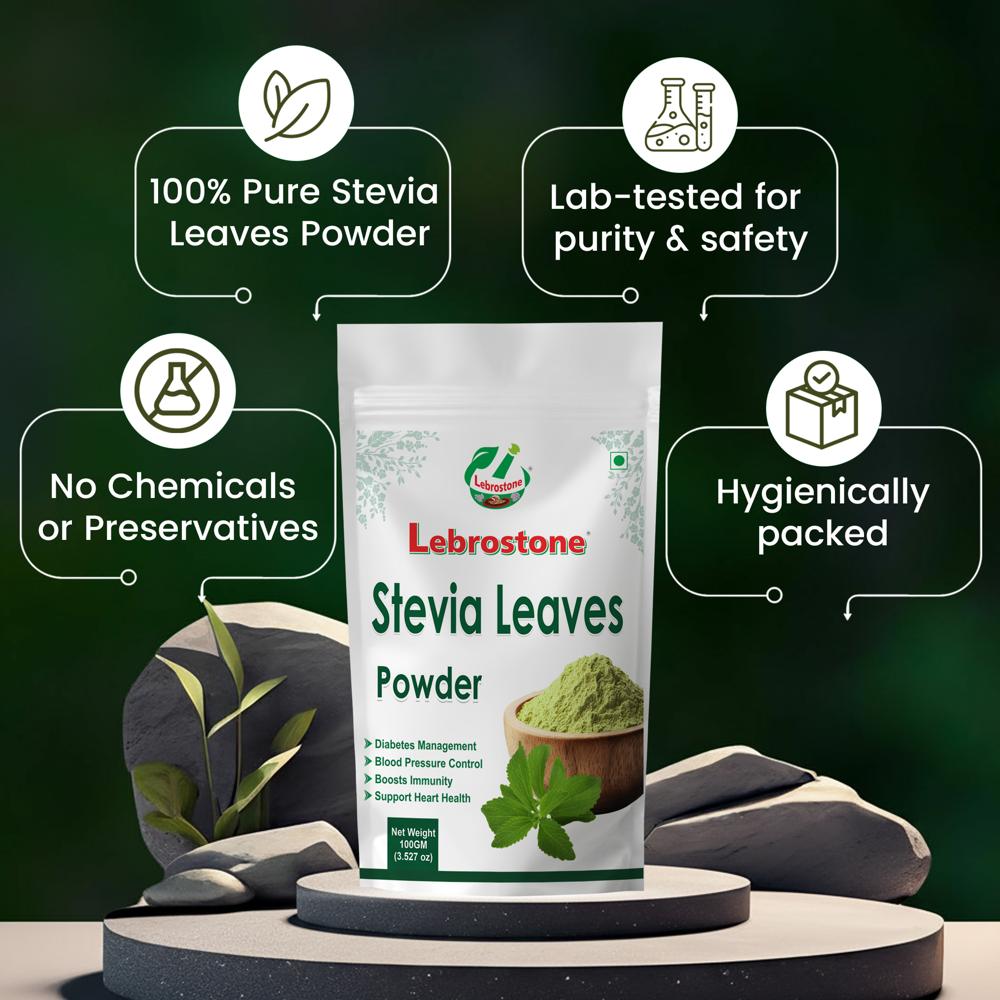 Lebrostone Stevia Leaves  Natural Sugar Alternative, Weight Management & Blood Sugar Support(100gm)