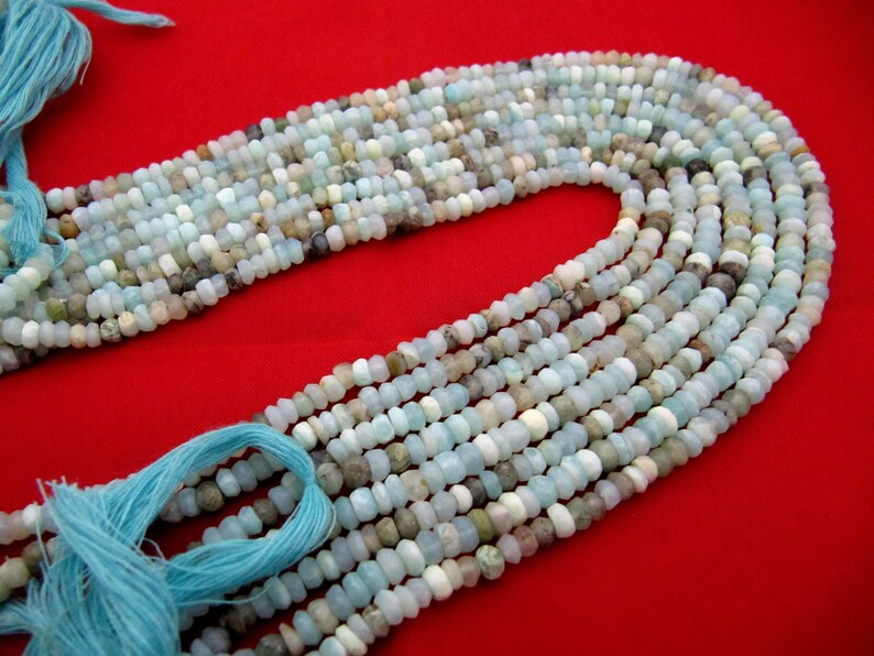 Natural Peruvian Opal Rondelle faceted Beads 4mm best Quality Beads Strand 13-14 inches Long Jewelry making gemstone beads sold per strand