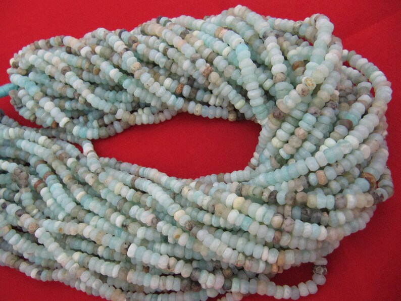 Natural Peruvian Opal Rondelle faceted Beads 4mm best Quality Beads Strand 13-14 inches Long Jewelry making gemstone beads sold per strand
