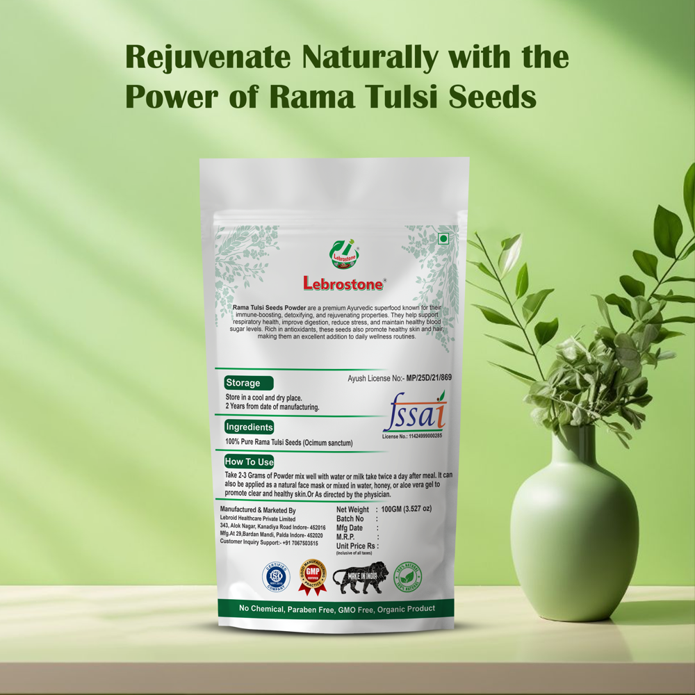 Lebrostone Rama Tulsi Seed Powder Pure & Natural | Supports Immunity, Digestion & Natural Energy |100g