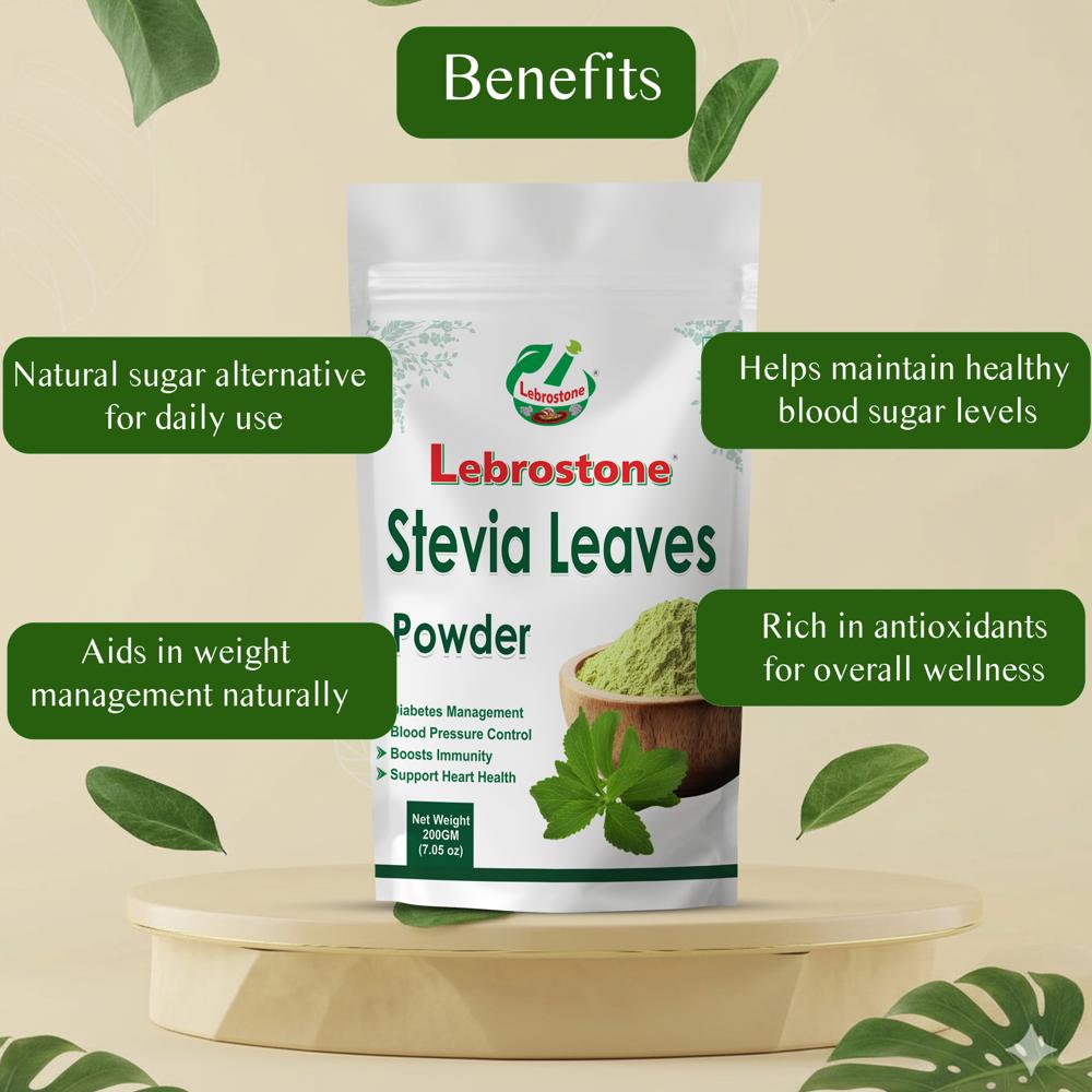Lebrostone Stevia Leaves  Natural Sugar Alternative, Weight Management & Blood Sugar Support(200gm)