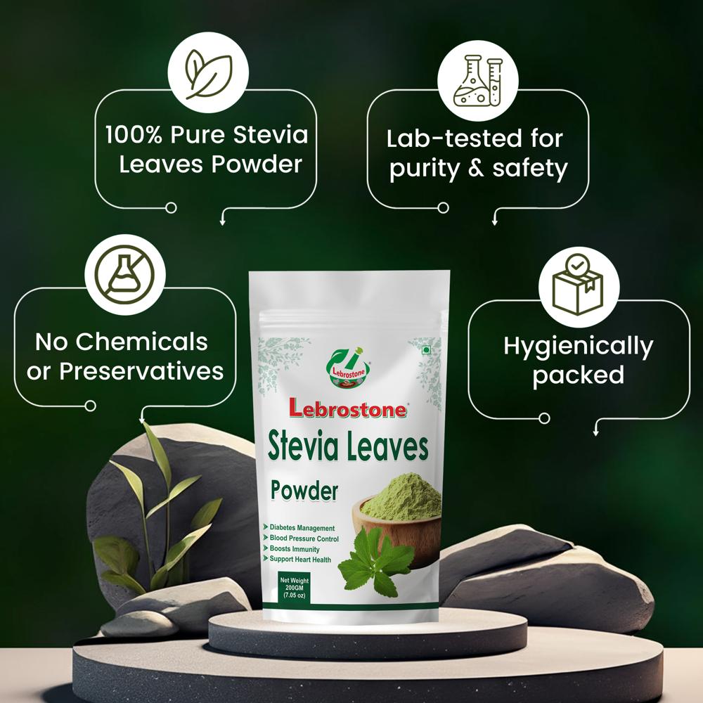 Lebrostone Stevia Leaves  Natural Sugar Alternative, Weight Management & Blood Sugar Support(200gm)