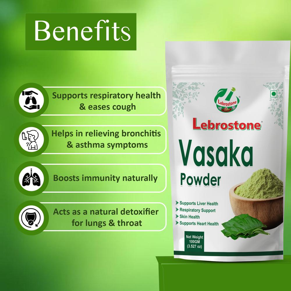 Lebrostone Vasaka Powder | Ayurvedic Lung Detox, Bronchial Support & Natural Immunity Booster |100g