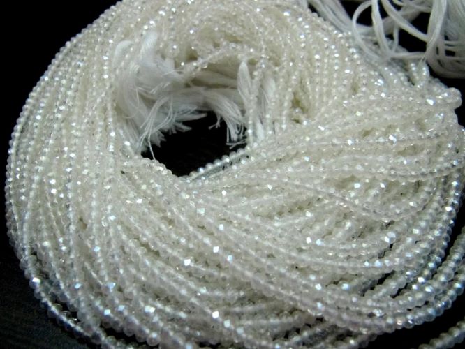 White Opal Mystic Coated Hydro Quartz Rondelle Faceted Beads 3mm Strand 13 inch long Wholesale prices Jewelry making gemstone beads