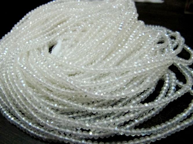 White Opal Mystic Coated Hydro Quartz Rondelle Faceted Beads 3mm Strand 13 inch long Wholesale prices Jewelry making gemstone beads