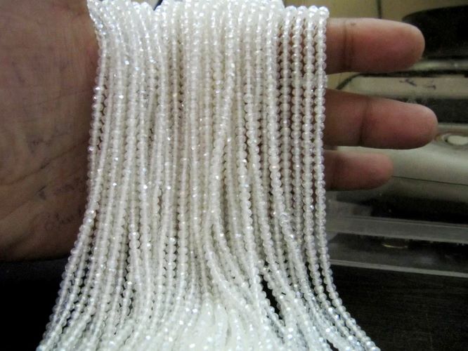 White Opal Mystic Coated Hydro Quartz Rondelle Faceted Beads 3mm Strand 13 inch long Wholesale prices Jewelry making gemstone beads