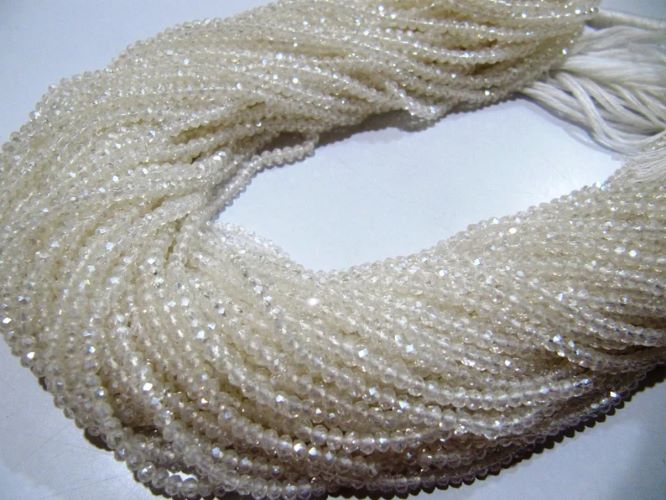 White Opal Mystic Coated Hydro Quartz Rondelle Faceted Beads 3mm Strand 13 inch long Wholesale prices Jewelry making gemstone beads