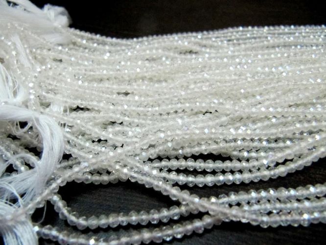 White Opal Mystic Coated Hydro Quartz Rondelle Faceted Beads 3mm Strand 13 inch long Wholesale prices Jewelry making gemstone beads