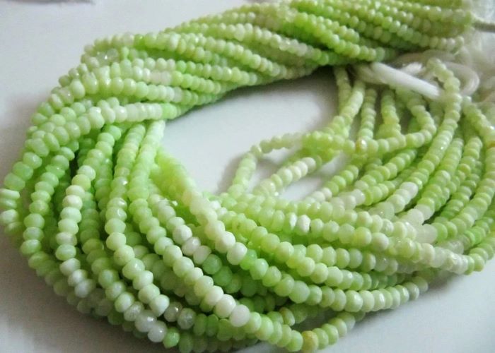 Natural Green Opal Gemstone Rondelle Faceted Beads Size Approx 4-5mm Green Color Beads Strands 13 Inches Long Wholesale Prices