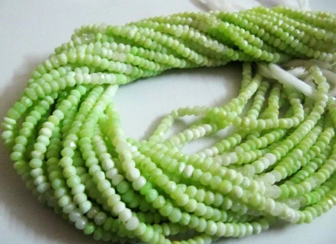 Natural Green Opal Gemstone Rondelle Faceted Beads Size Approx 4-5mm Green Color Beads Strands 13 Inches Long Wholesale Prices
