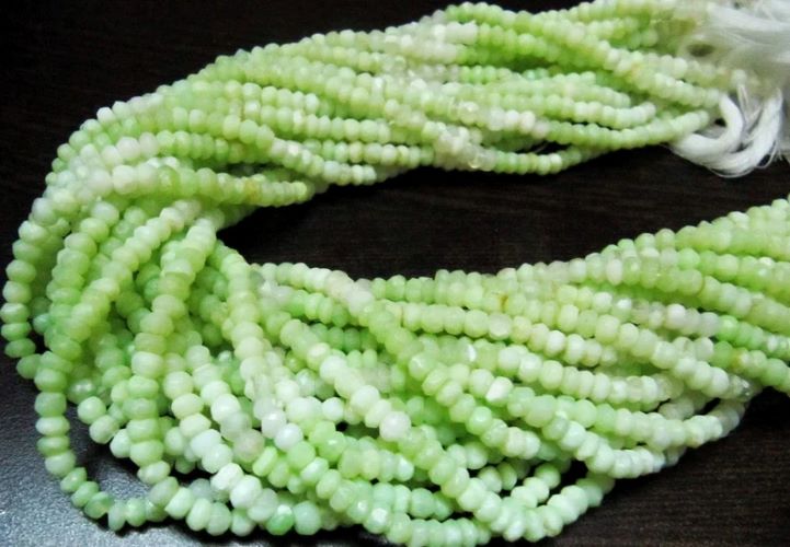Natural Green Opal Gemstone Rondelle Faceted Beads Size Approx 4-5mm Green Color Beads Strands 13 Inches Long Wholesale Prices
