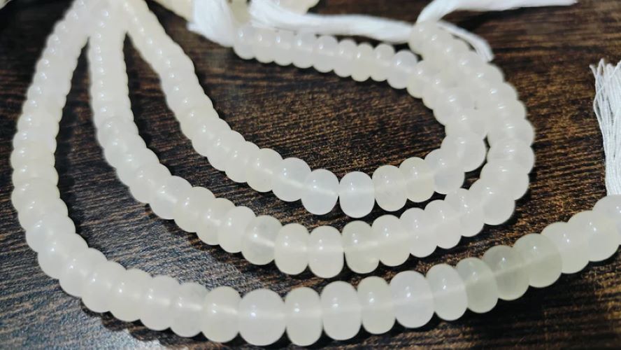 Natural White Quartz Rondelle Plain Smooth 6mm & 8mm Beads Sold Per Strand 8 inches Long