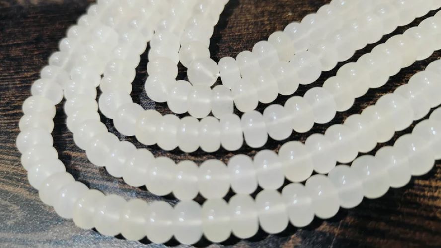 Natural White Quartz Rondelle Plain Smooth 6mm & 8mm Beads Sold Per Strand 8 inches Long