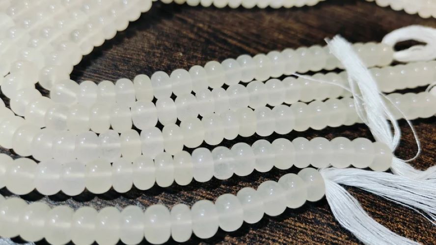 Natural White Quartz Rondelle Plain Smooth 6mm & 8mm Beads Sold Per Strand 8 inches Long