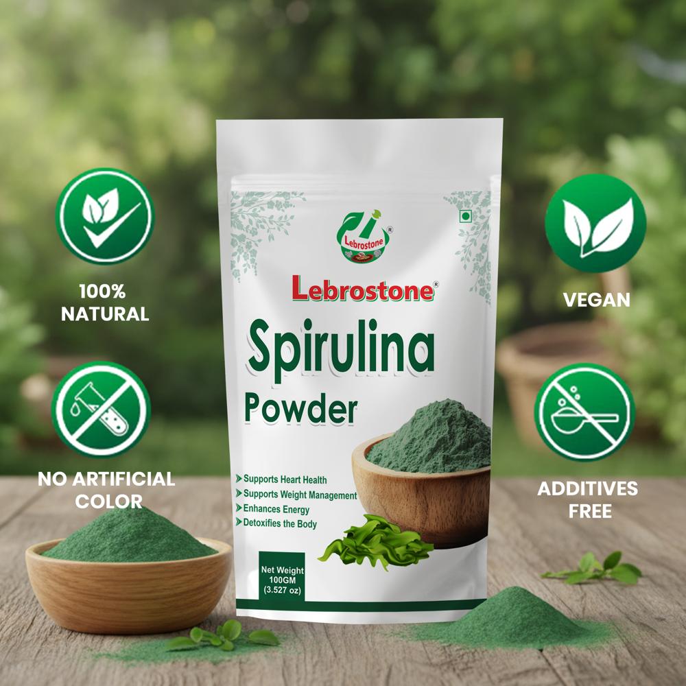 Lebrostone Spirulina Powder  Supports Heart Health, Weight Management & Energy Boost(100gm)