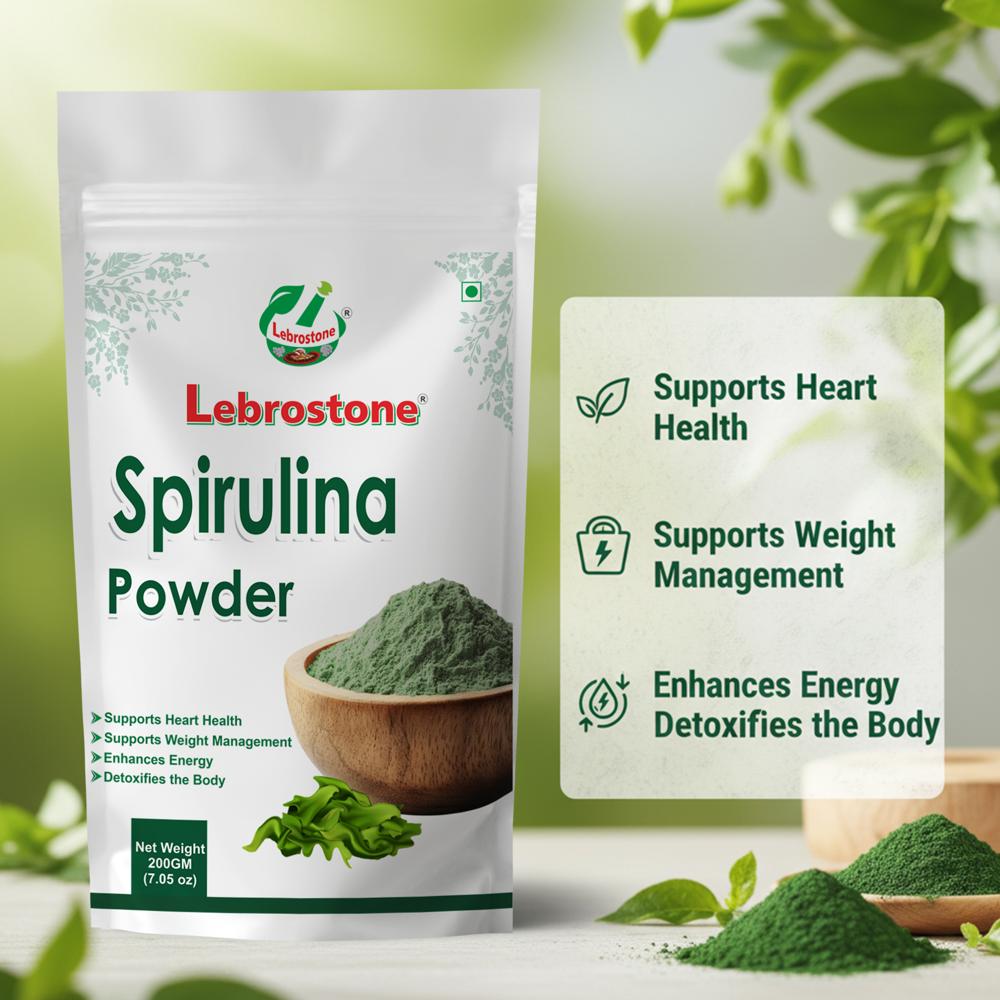 Lebrostone Spirulina Powder  Supports Heart Health, Weight Management & Energy Boost(200gm)