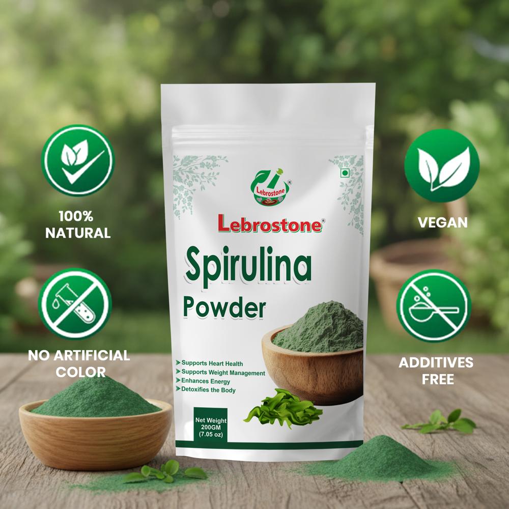 Lebrostone Spirulina Powder  Supports Heart Health, Weight Management & Energy Boost(200gm)