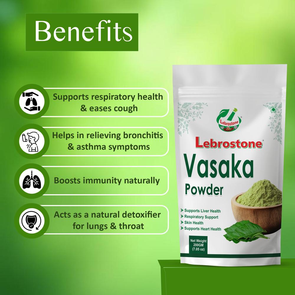 Lebrostone Vasaka Powder | Ayurvedic Lung Detox, Bronchial Support & Natural Immunity Booster |200g