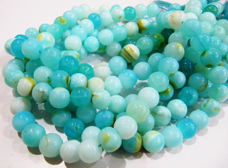 Natural Peruvian Opal Round ball Shape Beads Blue Opal 8 to 9mm beads sold per strand 13 inches Semi Precious Gemstone Wholesale Price