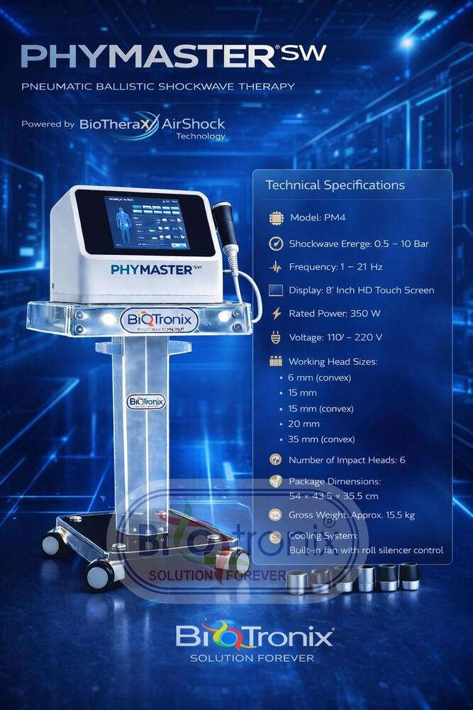 Phymaster Shockwave Physiotherapy Machine for Clinical Pain Management