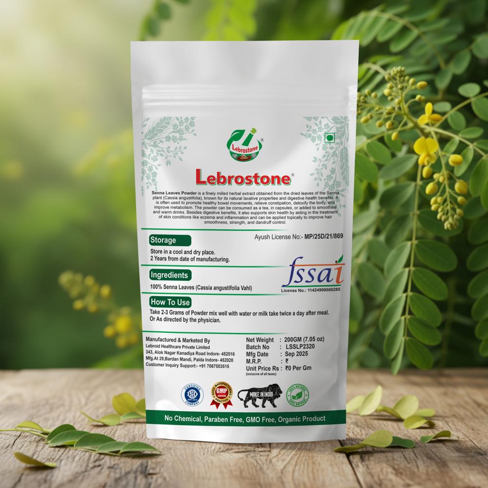Lebrostone Senna Leaves Powder  Natural Detox & Weight Management Support(200gm)