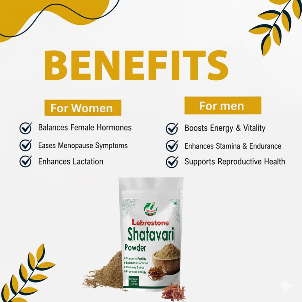 Lebrostone Shatavari Roots Yellow Powder | Natural Ayurvedic Herbal Powder (100g)