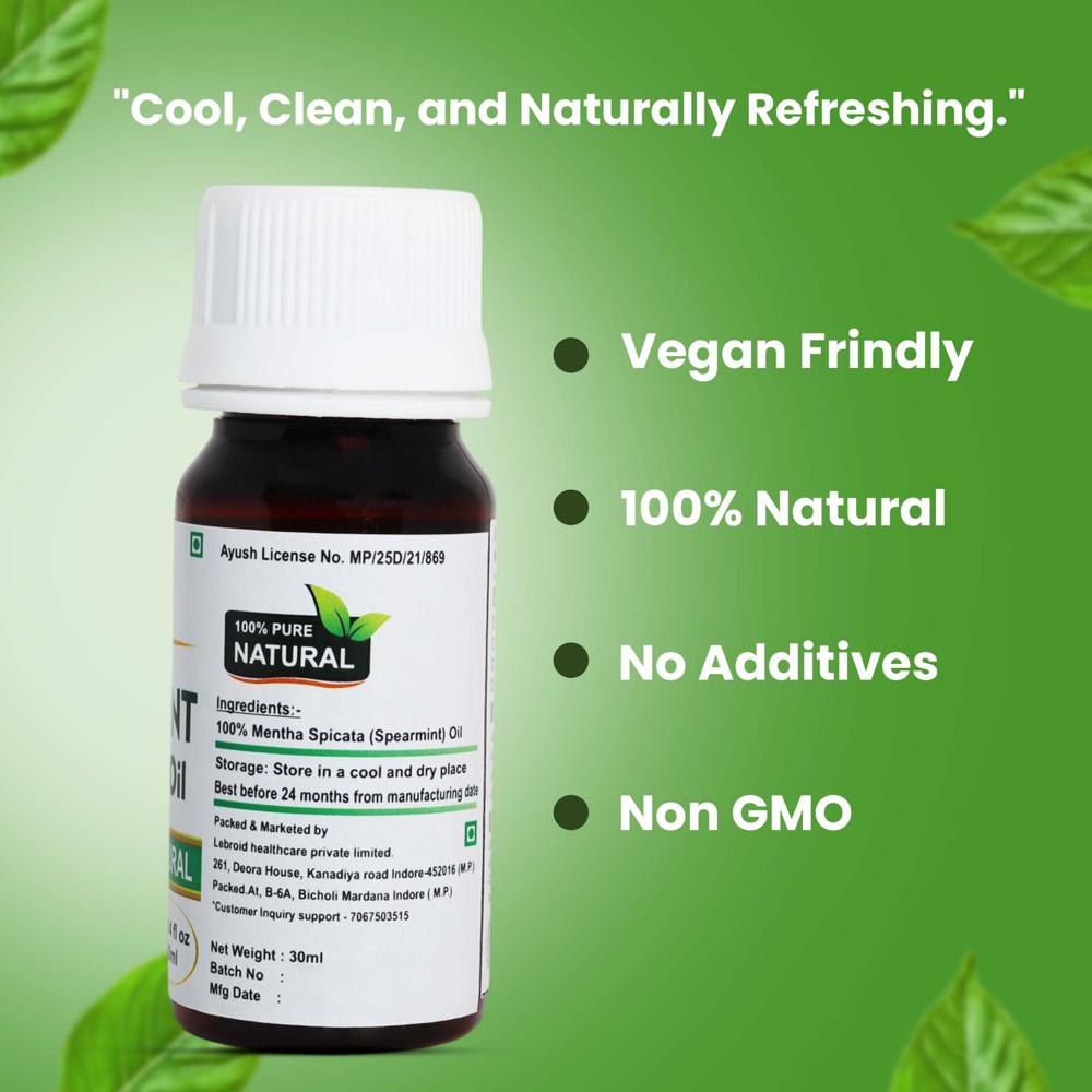 Turcy Pure Spearmint Essential Oil  For Bath Bombs, Hair Care & Oral Hygiene(30ml)