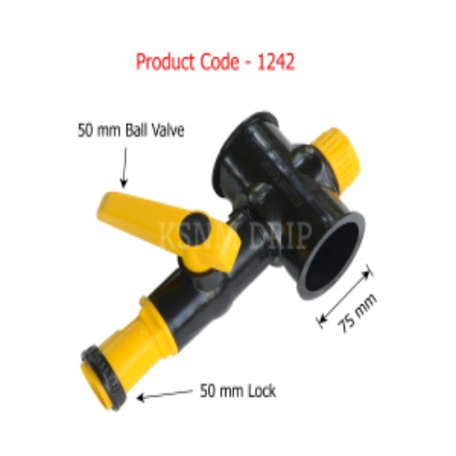 4wc tee 75 mm / ball valve 50 mm / 50 mm lock