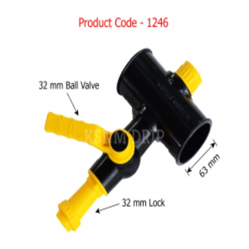 4wc tee 63 mm / ball valve 40 mm / 40 mm lock