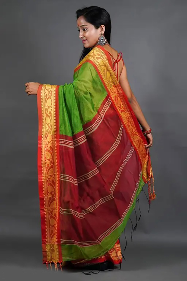 Green Color Bangladeshi Handloom Saree