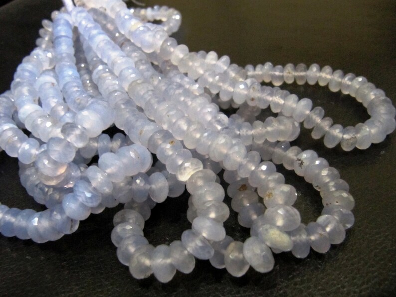 Natural Chalcedony Lavender Rondelle Faceted 8mm Gemstone Beads Sold Per Strand 8 Inches Long Great Quality Beads