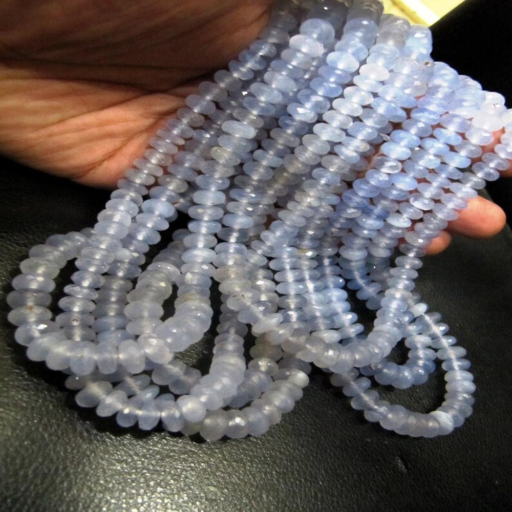 Natural Chalcedony Lavender Rondelle Faceted 8mm Gemstone Beads Sold Per Strand 8 Inches Long Great Quality Beads
