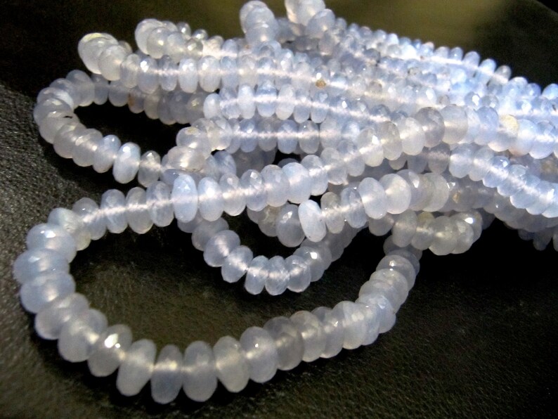 Natural Chalcedony Lavender Rondelle Faceted 8mm Gemstone Beads Sold Per Strand 8 Inches Long Great Quality Beads