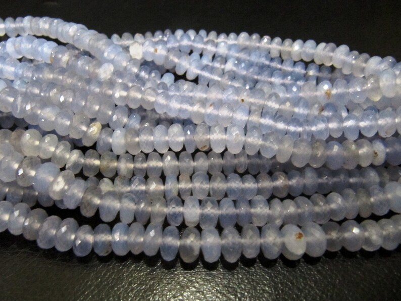 Natural Chalcedony Lavender Rondelle Faceted 8mm Gemstone Beads Sold Per Strand 8 Inches Long Great Quality Beads