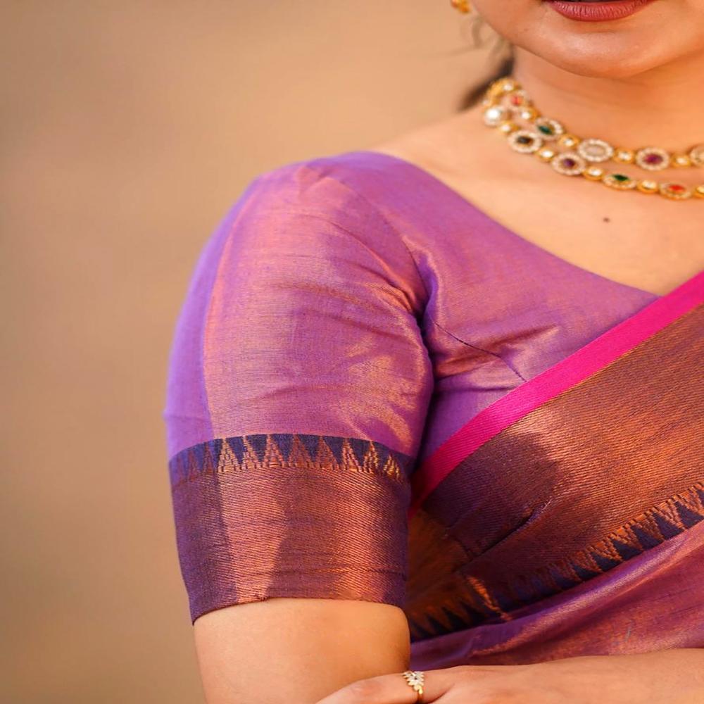 Light Purple Terchi Border Tissue Saree