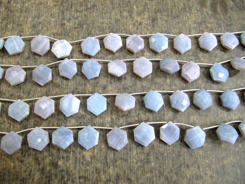 Natural Lavender Opal Hexagon Shape briolette Beads 13x14mm Sold Per Strand 9 Inches long