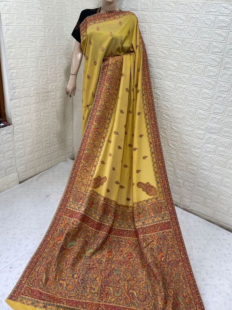 Mustard Printed Silk Saree