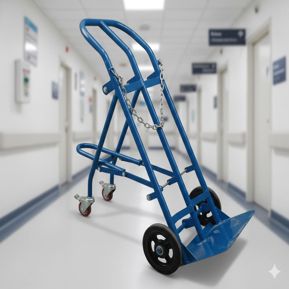 Hof Double Oxygen Trolly - Dimension (l*w*h): 26*15*66 Inch (in)