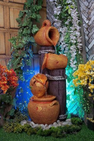 Holiness Craft Earthen Pot Rassi Fiber Water Fountain