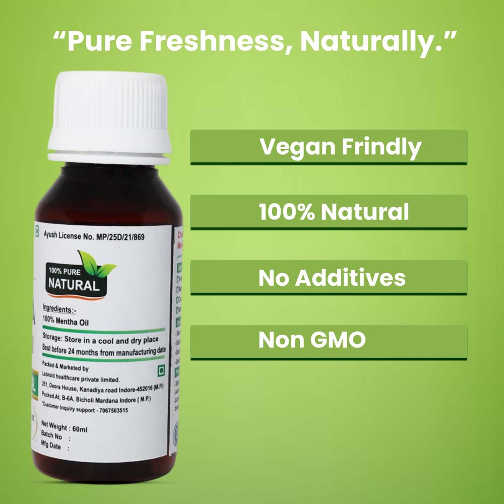 Turcy Mentha Essential Oil   Pure & Natural for Skin, Hair & Aromatherapy(60ml)