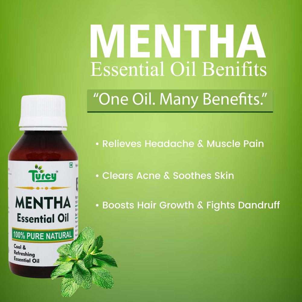 Turcy Mentha Essential Oil   Pure & Natural for Skin, Hair & Aromatherapy(60ml)