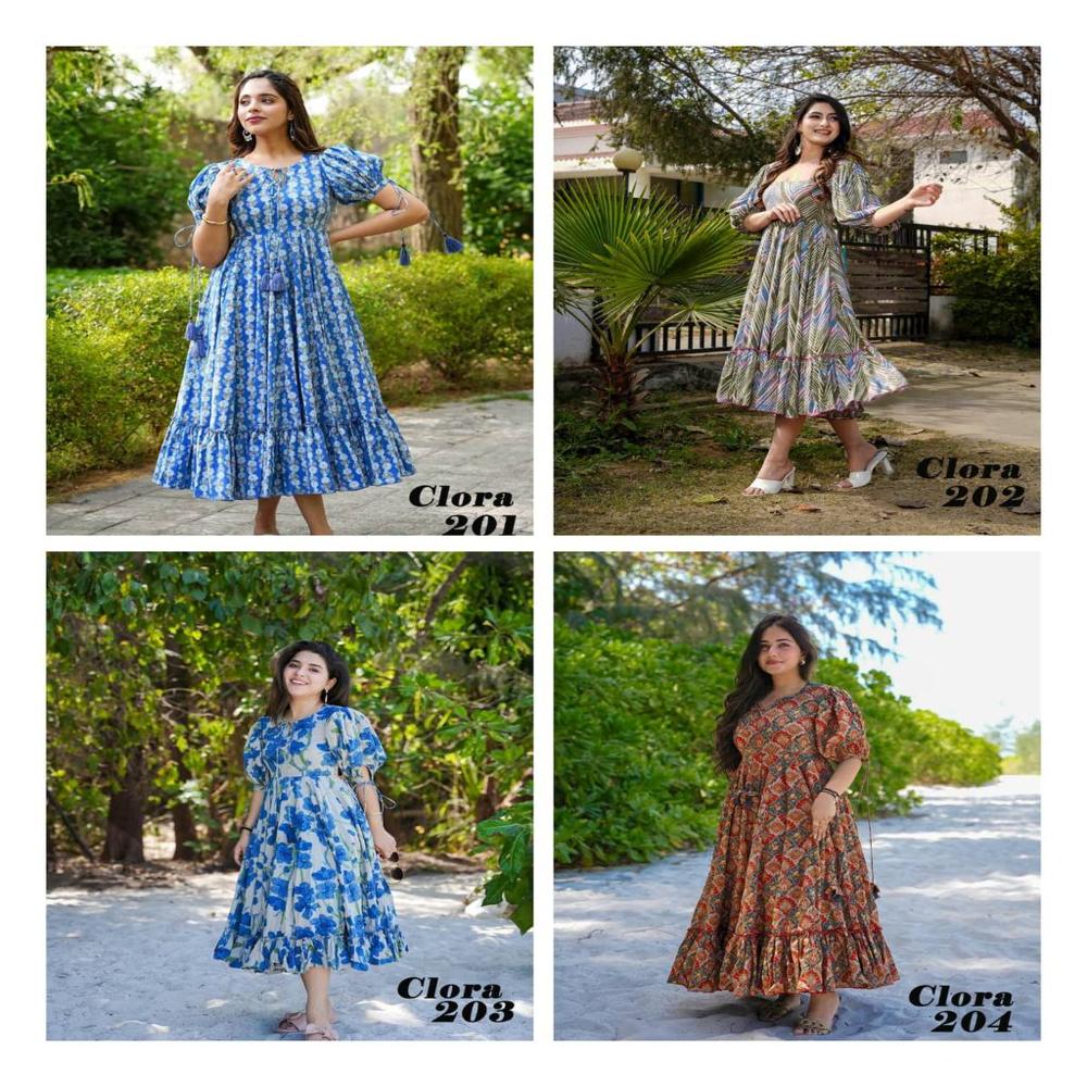 Women's Floral Printed Flare Maxi Kurti